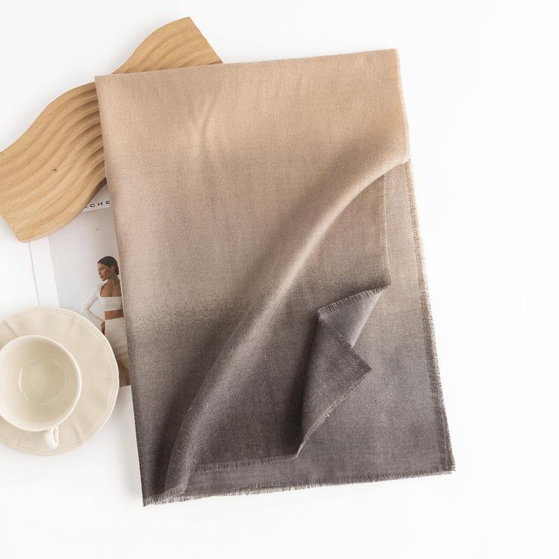 Winter Gradient Solid Color Printed Scarf Commuting Warm Neck Scarf Simple Versatile Cold Protection Shawl Light Luxury Style