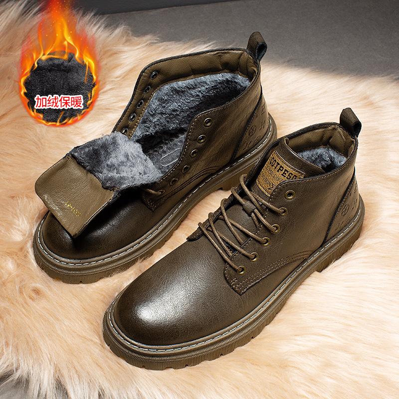 

Модный бренд осенне-зимняя обувь мужские кожаные ботинки на толстой подошве нескользящие теплые плюшевые холодные зимние коровья кожа мужские ботильоны черные 44