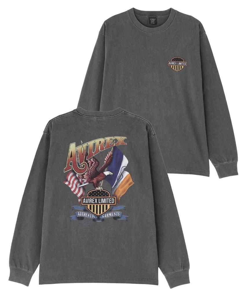 AVIREX EAGLE L/S T-SHIRT Men's L Size 410 Charcoal 783-6130003