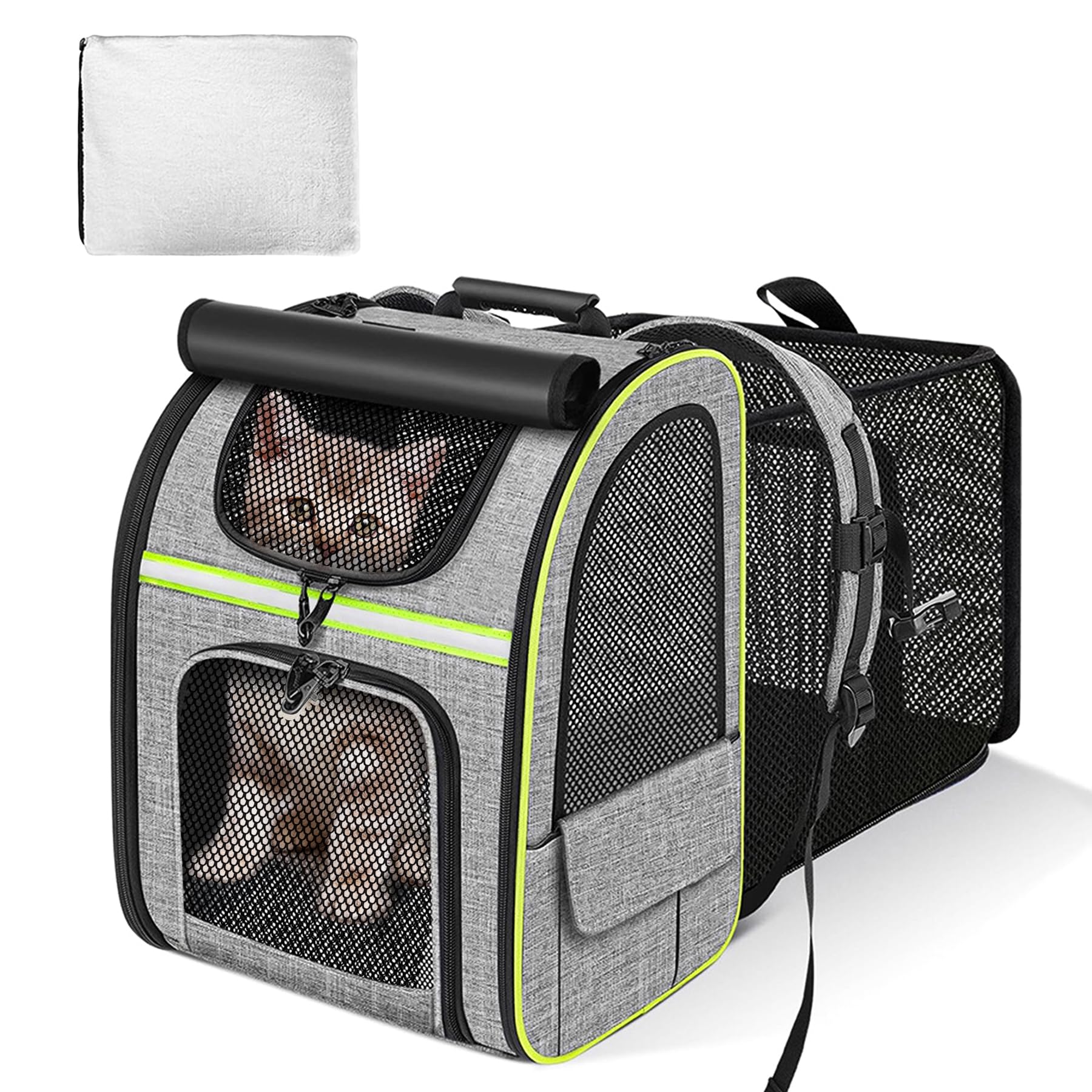 

WSKLY Dog Pet Carrier for Dogs and Foldable Cat Perfect for Hospital and Disaster Gray Backpack, Cats, Breathable, Expandable, 2-Way Bag, Carrier, серый