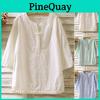 High-quality Womens Vintage Cotton Linen Blouse With Elegant Loose Sleeves