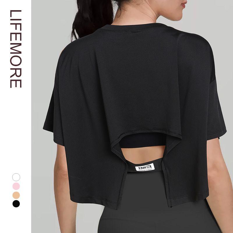 

Yoga Sexy Beauty Back Blouse Short-Sleeved Women s Sports T-shirt Black M