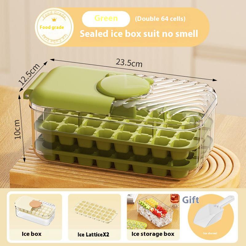 32/64 Grids Press Type Ice Cube Tray With Lid And Storage Box Ice Cube Maker Mold For Home Use Reusable Ice Cube Mold For Cockta