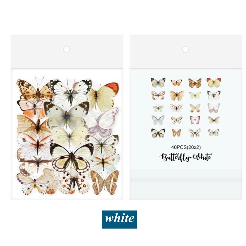 Set di 40 adesivi trasparenti in PET con farfalla vintage per stampi in resina per album fai da te