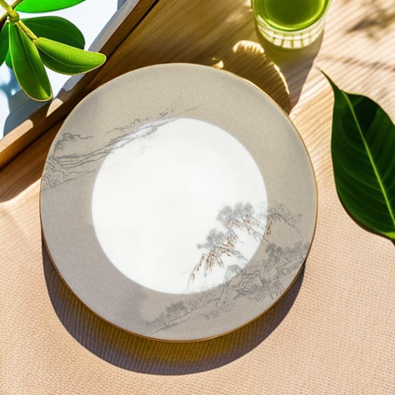 Luxury Gold Rim Bone China Tableware Set: Elegant Ceramic Plates, Bowls, and Dishes for Home and Hospitality Use