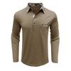 Mens Long Sleeve Lapel Casual Polo Shirt Daily Tops
