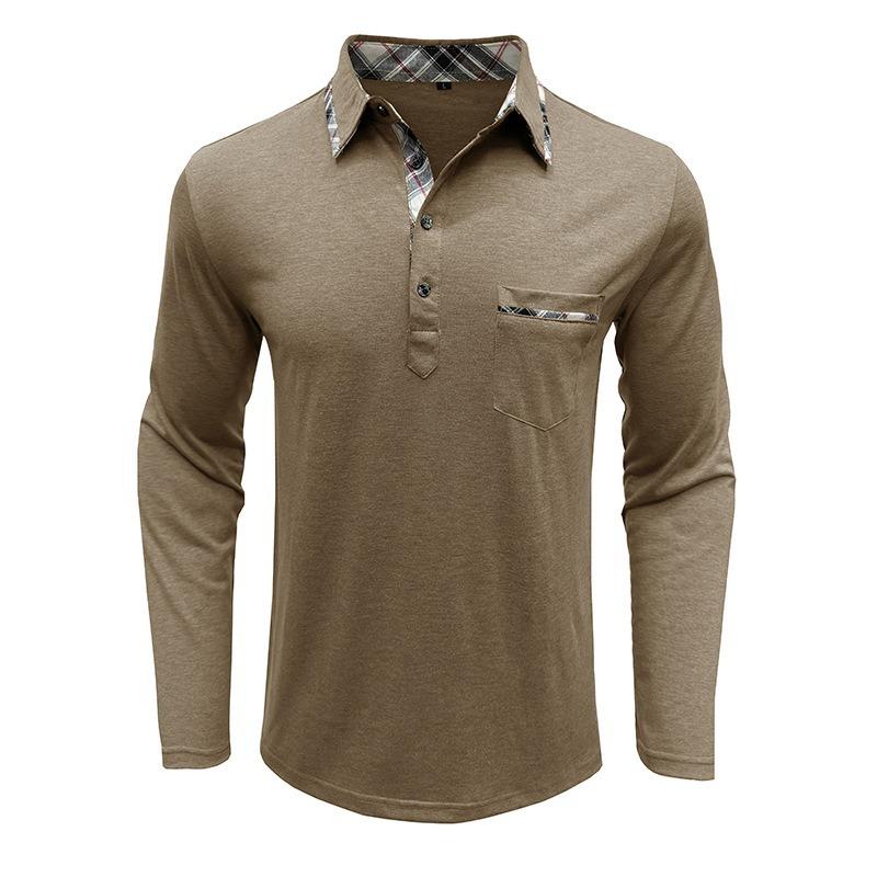Mens Long Sleeve Lapel Casual Polo Shirt Daily Tops