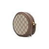 Gucci GG Supreme Canvas Round Coin Purse, Brown Leather Trim Web Stripe, Women's Wristlet Pouch for Daily Travel 574841-96IWG-8745