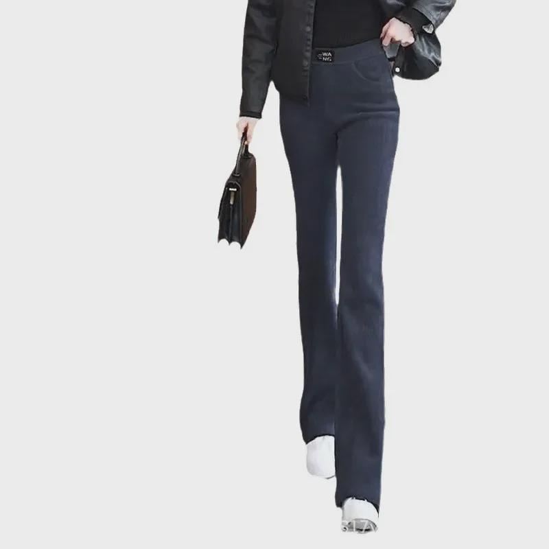 2024 Autumn/Winter Velvet High Waist Slim Flared Pants