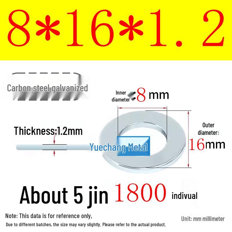 Galvanized Iron Flat and Square Washer Set - Thick, Enlarged, Extra Large, and Special Shapes