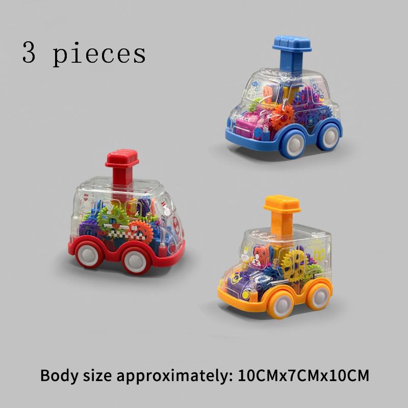 1/3Pcs Inertia Rebound Car Baby Toy Cartoon Press Gear Car Toy Lnertia Pull-back Transparent Car Birthday Gifts For Kids