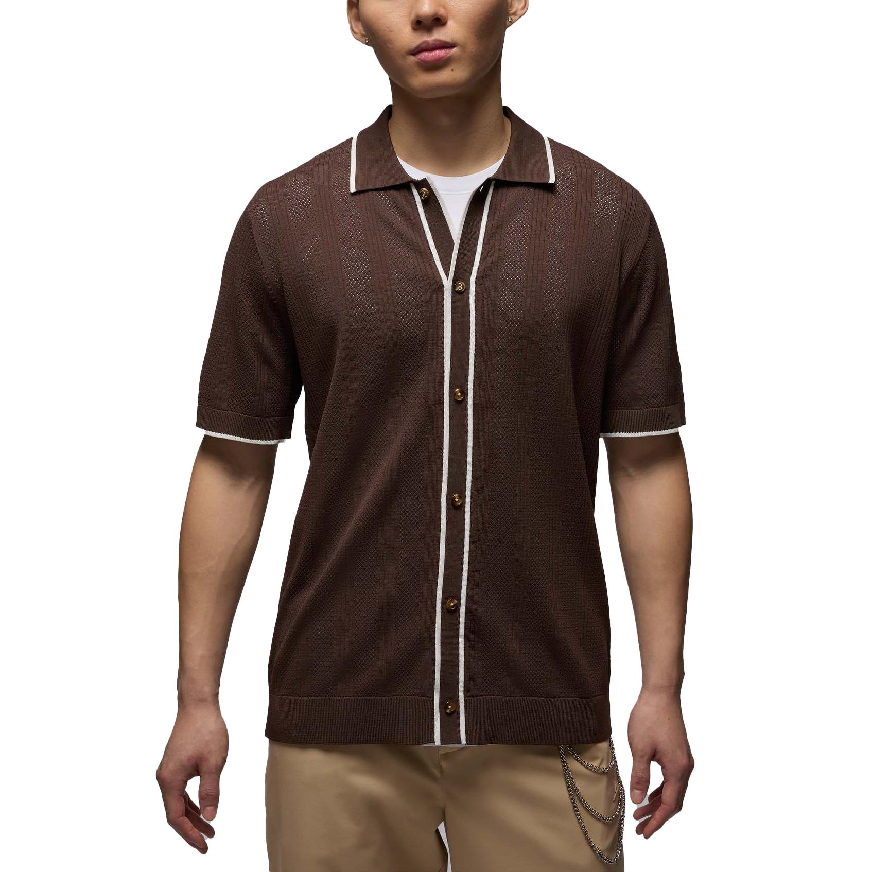 

Jordan Sport SS25 Soft And Comfortable Short Sleeve Golf Shirt Men tops Baroque-Brown Phantom-Gray-White HV1157-237 S