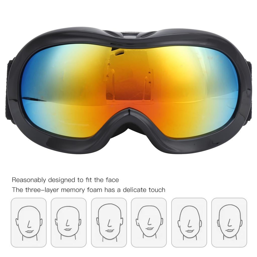 Children Ski Snowboard Goggles DoubleLayer Lenses AntiFog UV Snow Goggles(Black Red )