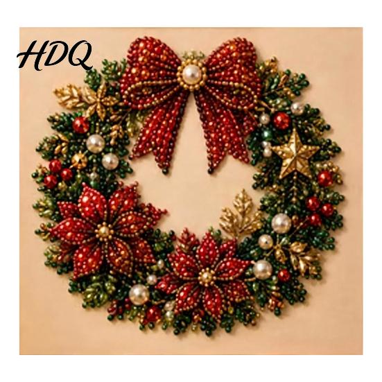 Kit Ornamento Casa Invernale Kit Pittura Perle Finte di Natale Arte 3D Fai da Te con Cornice Perline Artigianato per Adulti Principianti Decorazione Murale Festiva