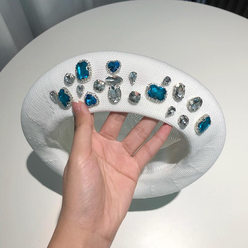 2026 Berets Women Hat Brimless Stretchy Comfortable Rhinestone Y2K Cap Autumn Female Flat Color Cotton
