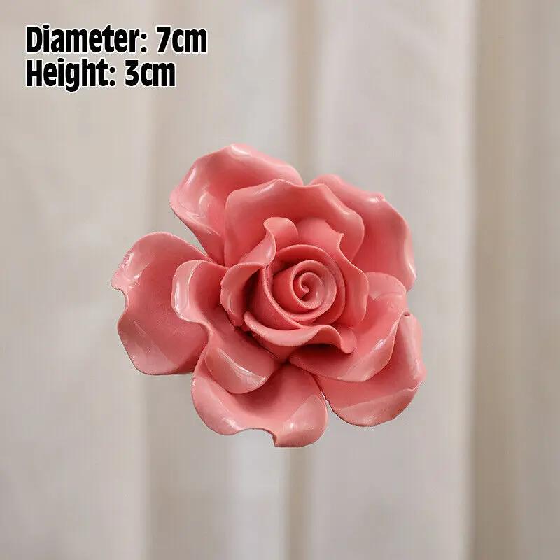 

1PC Ceramic Rose Flowers Decor Arts And Crafts Wall Sticker Self DIY Accessories Artifial Flower Wall Decoration Colorful Rose красный