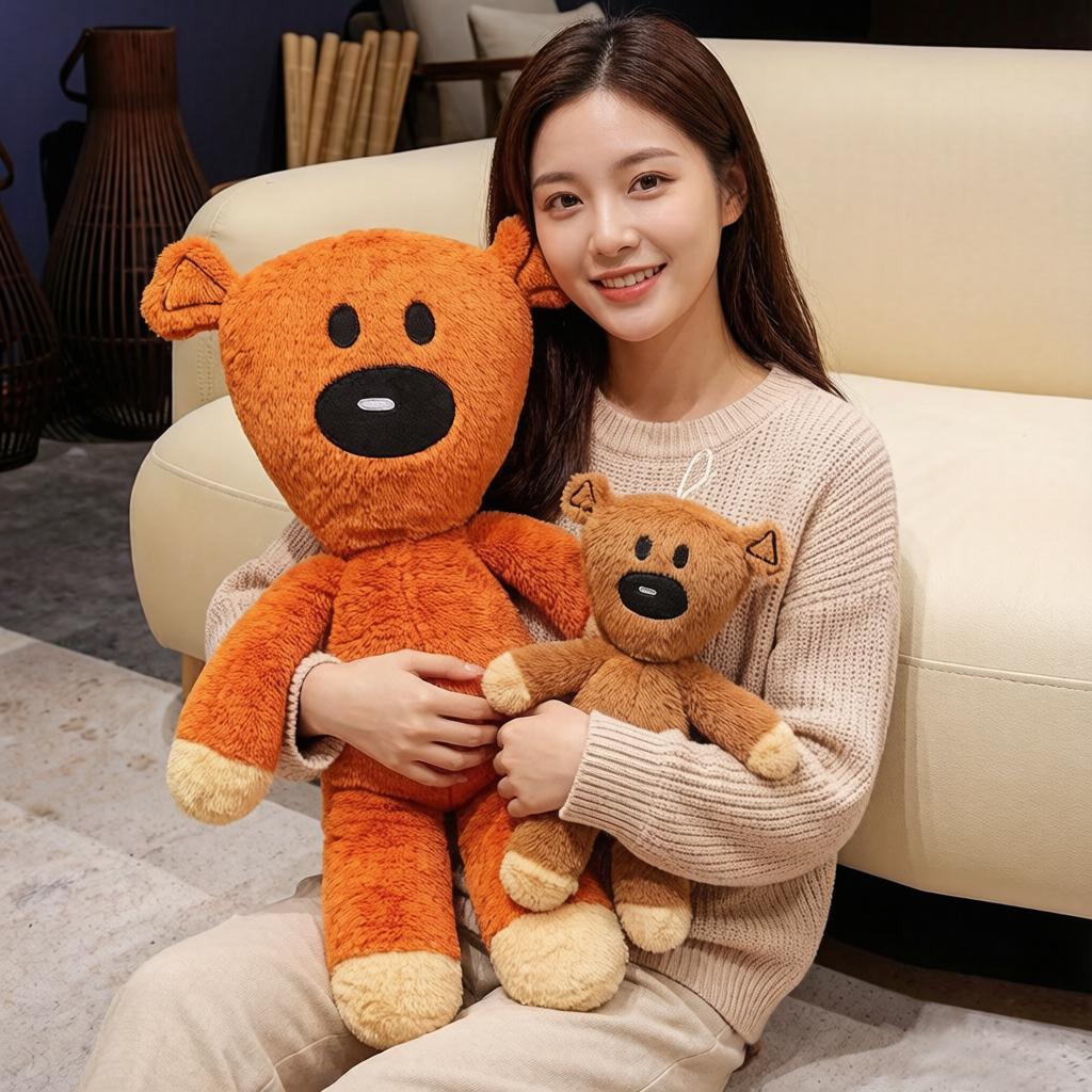 Favorite Toy Unisex Light Brown 40Cm Triangular Face Brown Bear Plush Toy Stuffed Light Dark Brown Cartoon Animal Plushie Adorable Sleeping Companion Gift