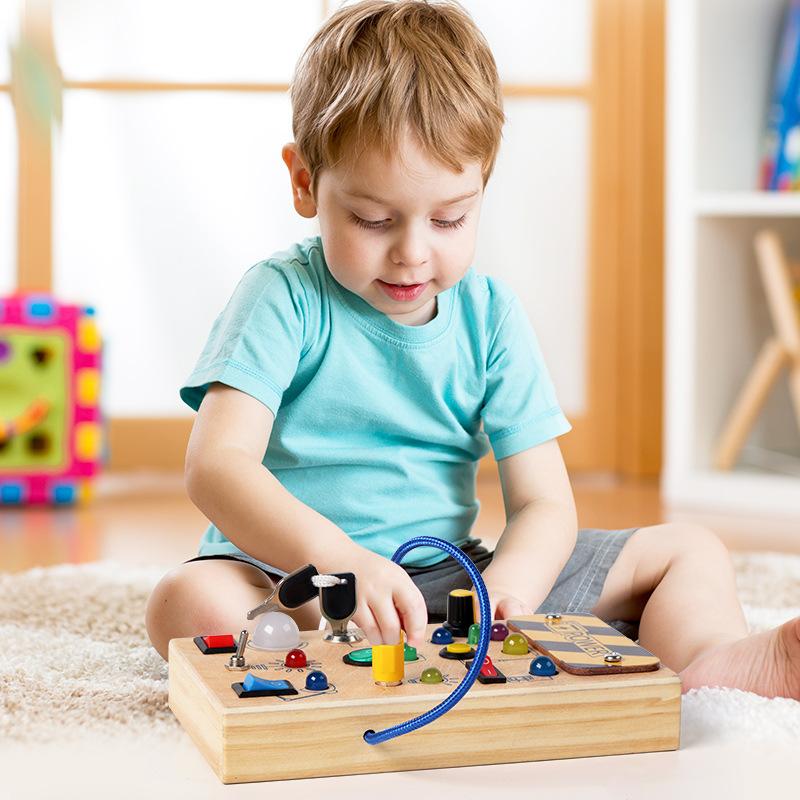 Wooden Toy LED Switch Simulation Circuit Board Busy Board Early Education Educational Toy Montessori Teaching Aids