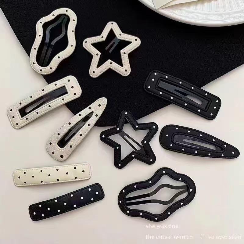 Polka Dot Leopard Print Leather Star Hair Clip - Cloud Cutout BB Clip for Side Bangs