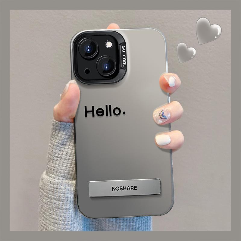 Applicable To Apple 15 Mobile Phone Case Iphone14 English Hello Stealth Bracket 13pro Color Silver Matte 12 Advanced