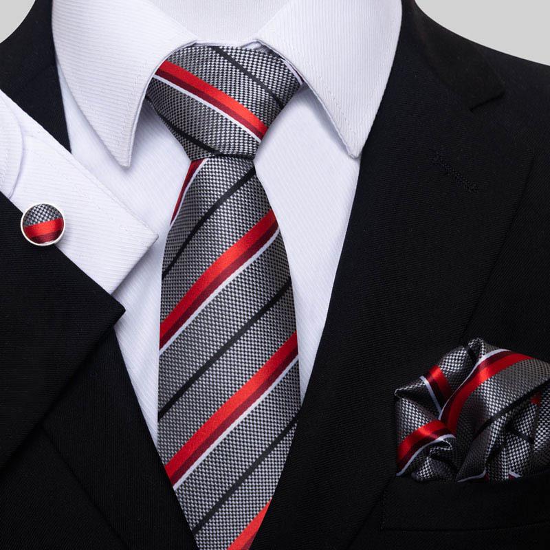 

Men s Business Formal Tie Set: Includes Tie, Pocket Square & Cufflinks for Evening Parties. Fashionable & Popular.