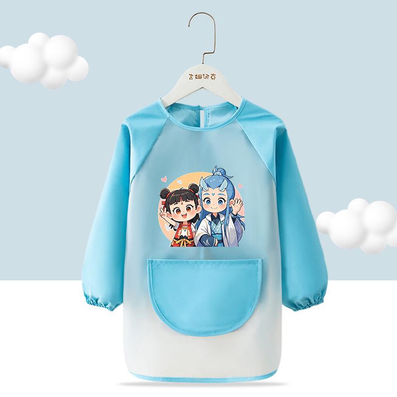 

Детский водонепроницаемый фартук с длинным рукавом и слюнявчик «Нэчжа» 140