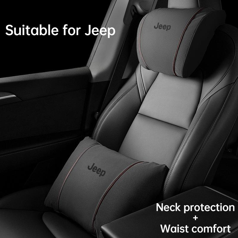 Headrests Waist Cushion Neck Pillow for Jeep Free Light Hero Compass for Wrangler Grand Cherokee Car Travel Comfort Accessories AMZ1
