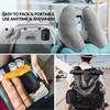 Massage Feature Inflatable Neck Pillow Soft Velour Cover Neck Support Pillow  Outdoor Travel
