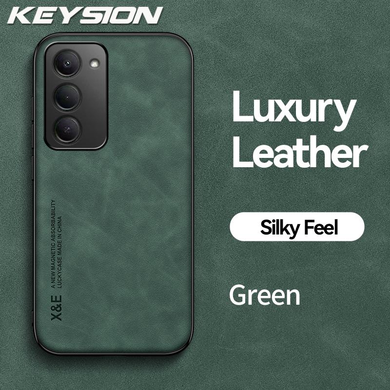 KEYSION Luxury Retro PU Leather Case for Redmi 15 5G 169.5mm Soft Silicone+PC Shockproof Phone Cover for Xiaomi Redmi 15 5G