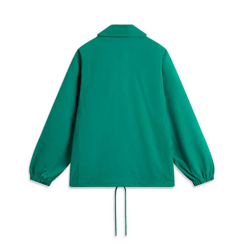 Li Ning Sports Lifestyle Series Solid Color Single-Breasted Collar Comfortable Breathable Versatile Loose Jacket Men Jacket Stone-Green AFDU999-3