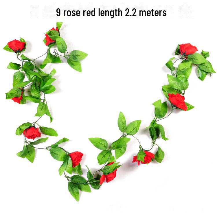 Silk and Plastic Roses Decorative Vines - Artificial Flowers for Weddings, Living Rooms, Home Ceilings, and Rattan Decor.