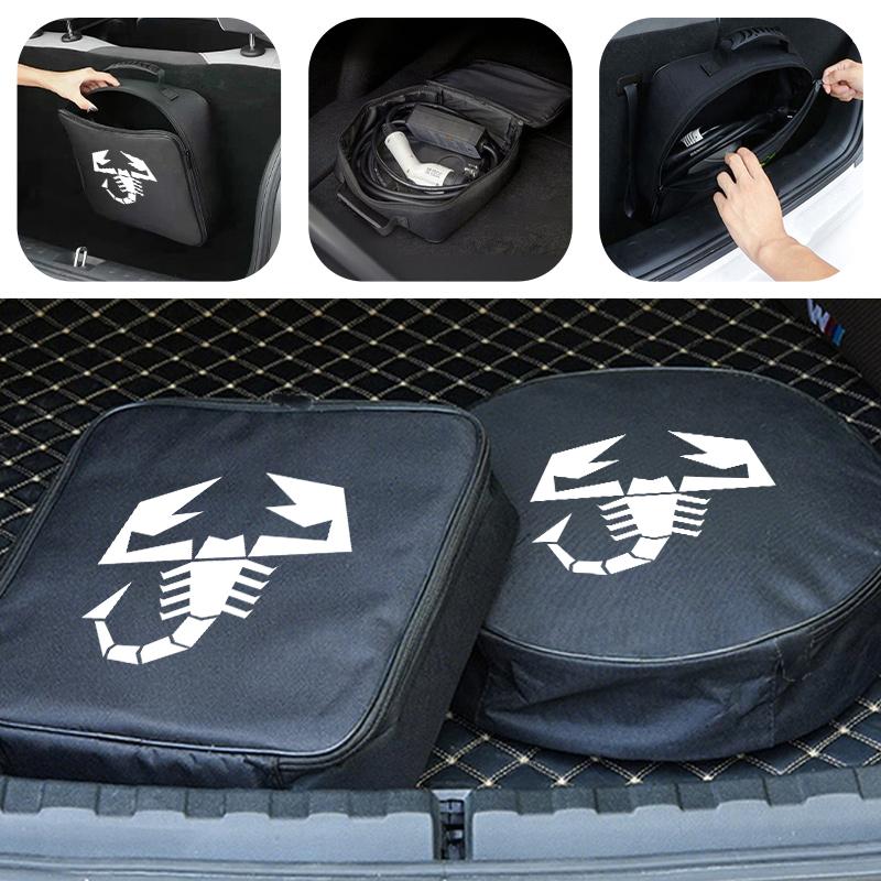 VOPL3 Oxford Cloth Car Charge Cable Case Organiser Waterproof Charging Gun Storage Bag For Abarth FIAT Doblo Freemont 500 Idea Linea