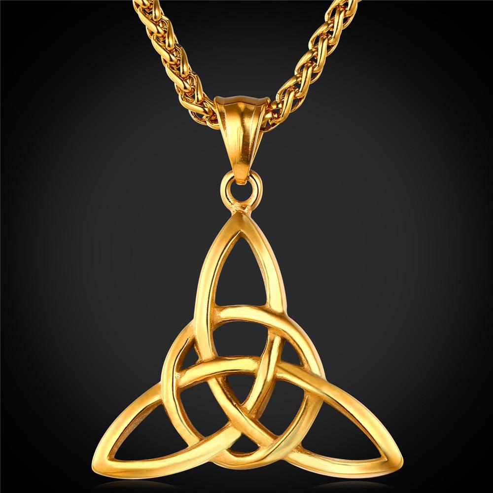 Men Titanium Steel Jewelry Fashion Creative Retro Irish Knot Pendant Necklace Valentine's Day Gift