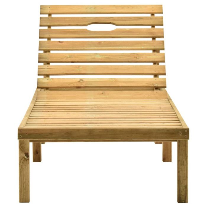 Chaise longue de jardin - vidaXL - Pin imprégné - Vert et marron - Dossier et repose-pied réglables
