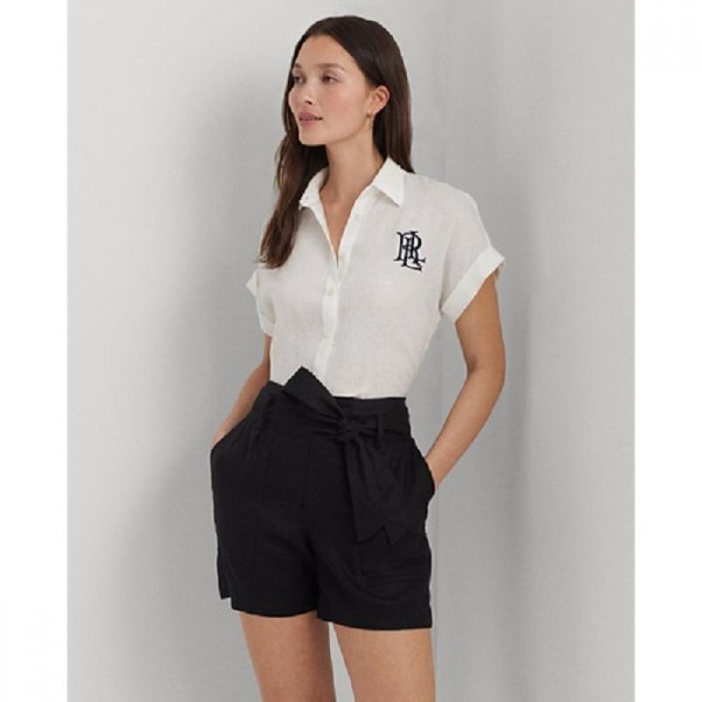 Lauren Ralph Lauren Linen Short Sleeve Shirt  Wmlrshtsn820044100 XS