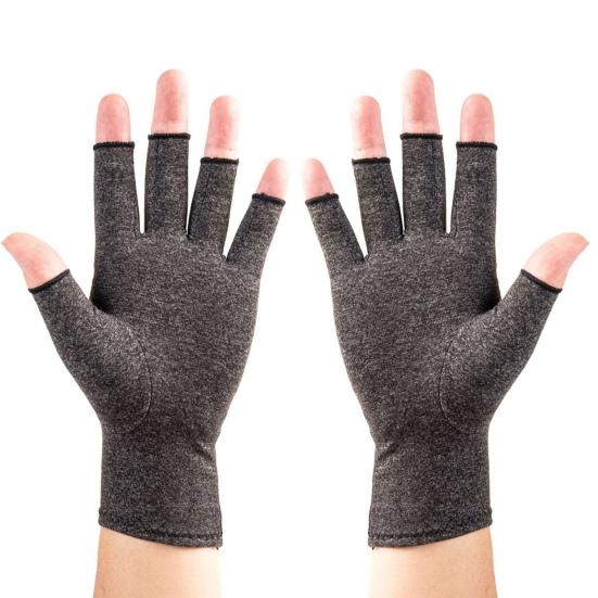 Gikt Hansker Menn Kvinner Fingerløse Kompresjonsinnpakning Elastiske Hansker for Håndsmerter Og Osteartrose Lindring Sykling Fitness