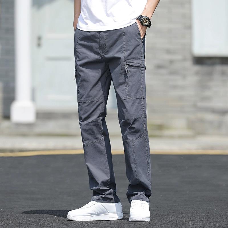 Men's Casual Workwear Straight Pants - Large Size, Loose Fit, Multi-Pocket, All-Match Sports Style