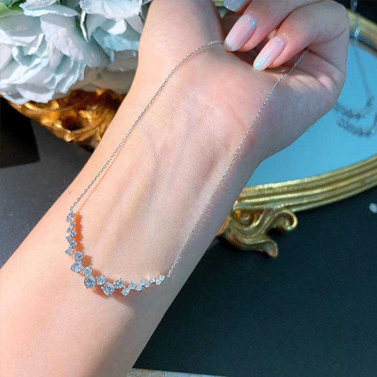 925 Silber Mode Neuankunft 1 Karat Kleiner Diamant Anhänger Halskette Damen Glänzende Kristall Schlüsselbein Kette Schmuck Party Geschenk