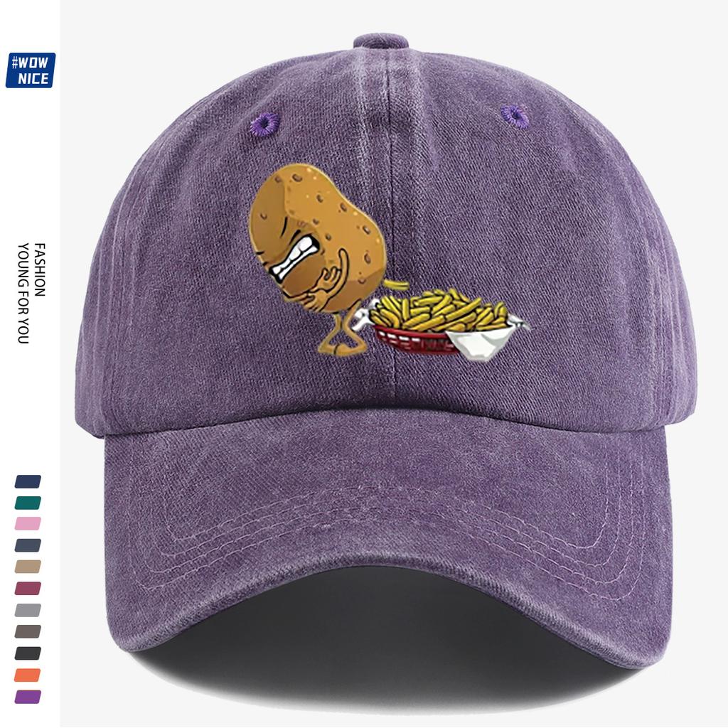 pc Angry Potato for Unisex French Fries Print Baseball Cap Unisex Adjustable Snapback Hat Suitable for Parties Travel Cycling