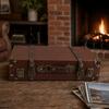 Wood Vintage Suitcase Brown Wooden Storage Box Multi-purpose Organizer  Home Organization