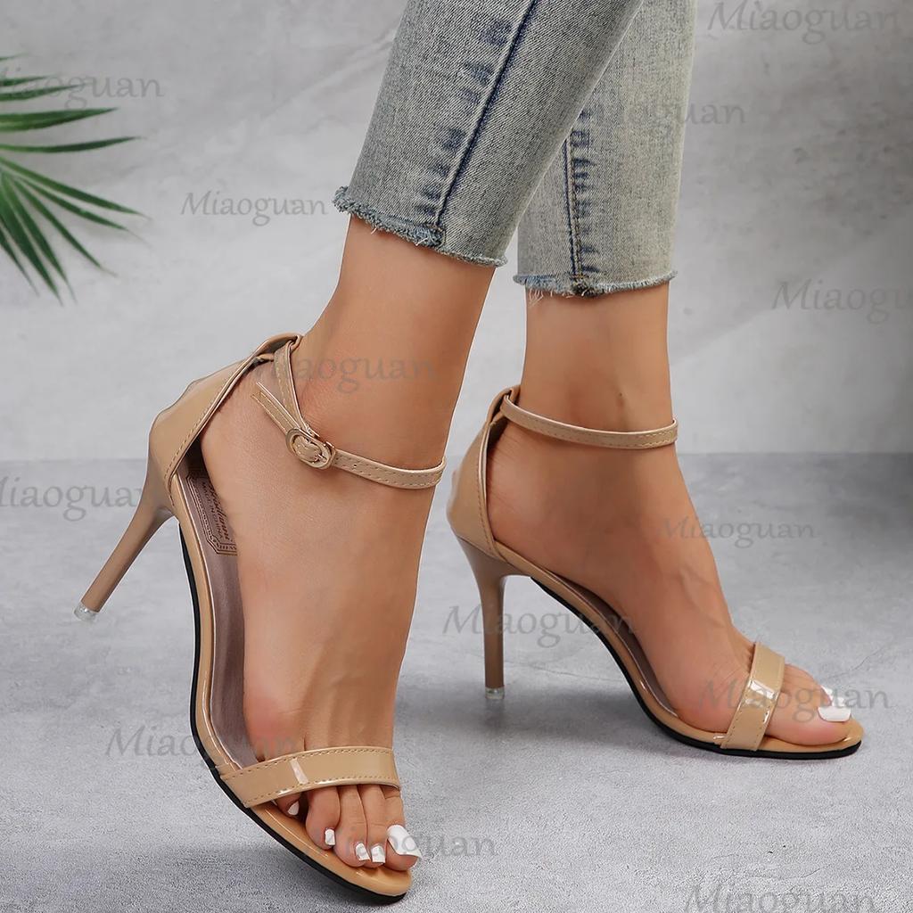Summer Sexy Stiletto Heel Slides Women Fashion Ankle Buckle Party Dress High Heels Shoes Woman Open Toe Luxury Sandalias Mujer