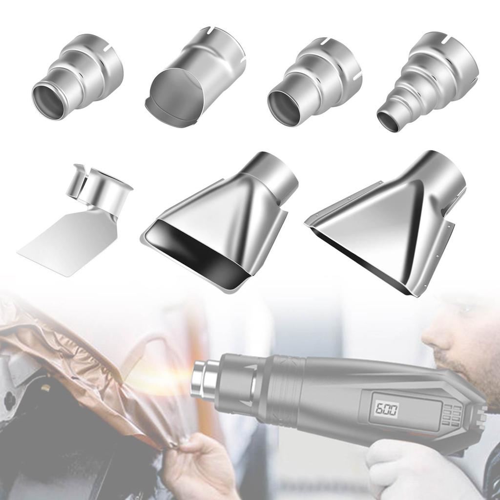 Hot Nozzle Set 7pcs Stainless Steel Heat Nozzles Kit for 35-40mm Hot with Different Shapes