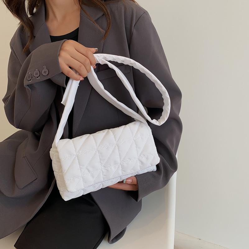 Winter Rhombus Nylon Shoulder Bag Fashion Sapce Cotton Solid Color Flap Down Crossbody Bag MIT