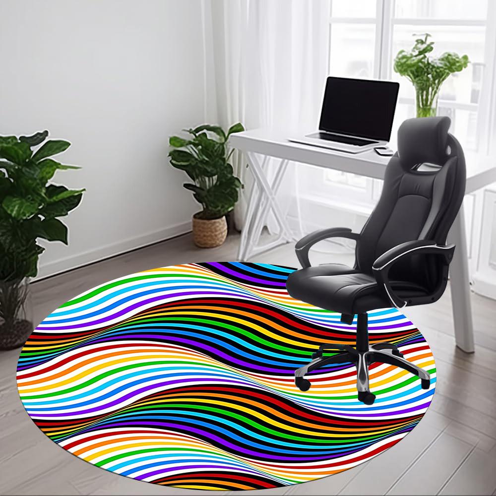 1pc Colorful Waves Office Round Rug, Non-slip, Soft and Durable Office Rug for Interior Decoration, Perfect for Office, Beautiful Decoration yy2603230