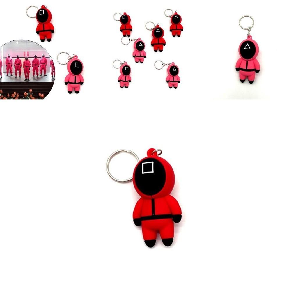 Stylish Squid Game Keychain Red Guard Staff Worker Figure Pendant For Fans