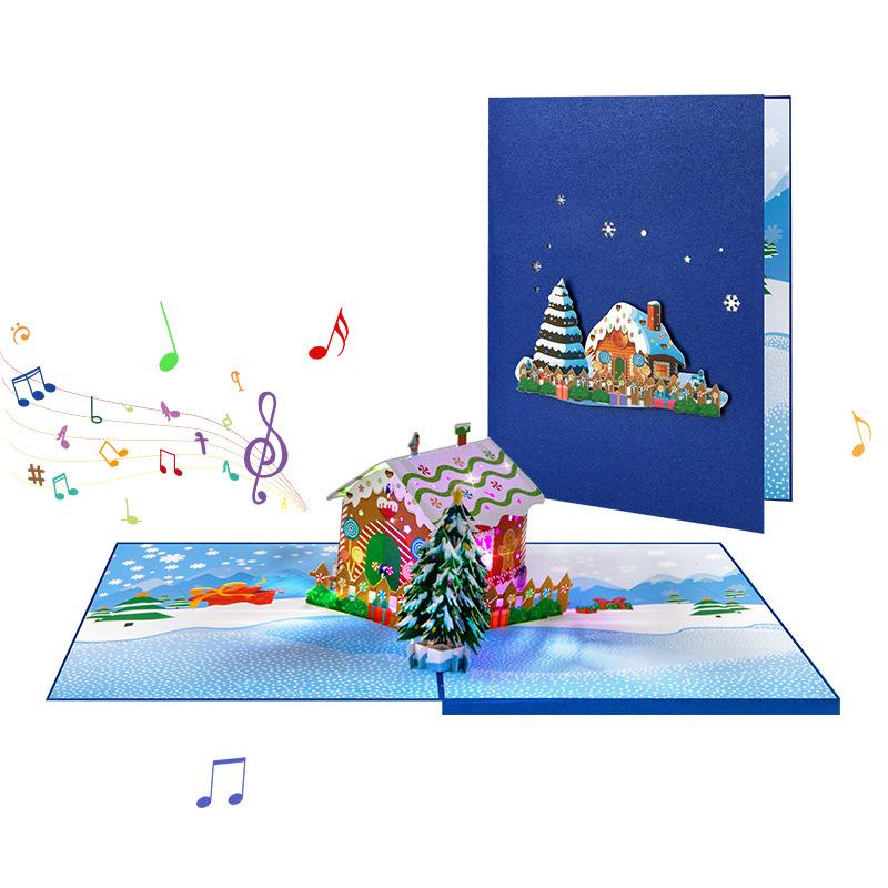 Creative 3D Stereoscopic Lighting Music Greeting Card, Christmas Greeting Card, Holiday Blessing Card