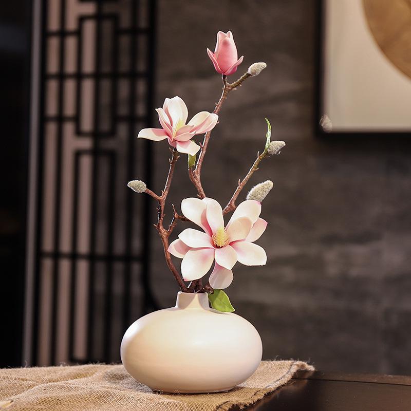 High-End Artificial Silk Magnolia Flower Arrangement - Classical, Elegant Dried Flower Set for Home Decor