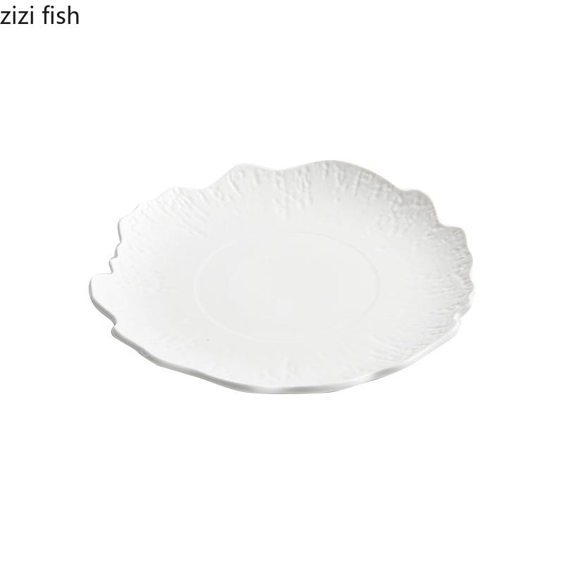 Stone Pattern Irregular Ceramic Dinner Plate Restaurant Salad Plate Dessert Snack Plate Pasta Plates Specialty Tableware