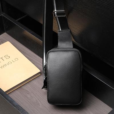 Men'S Leather Breast Bag Casual Large Capacity Messenger Bag Outdoor Trend Backpack First Layer Cowhide Chest Satchel