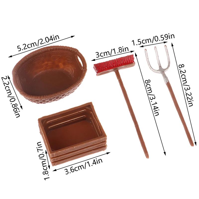 1/12 Dollhouse Miniature Simulation Hoe Farm Axe Spade Shovel Hoe Rake Watering Pot Hammer Farm Gardening Tools Accessories Set